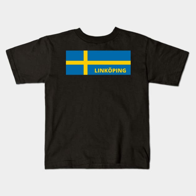 Linköping City in Swedish Flag Kids T-Shirt by aybe7elf